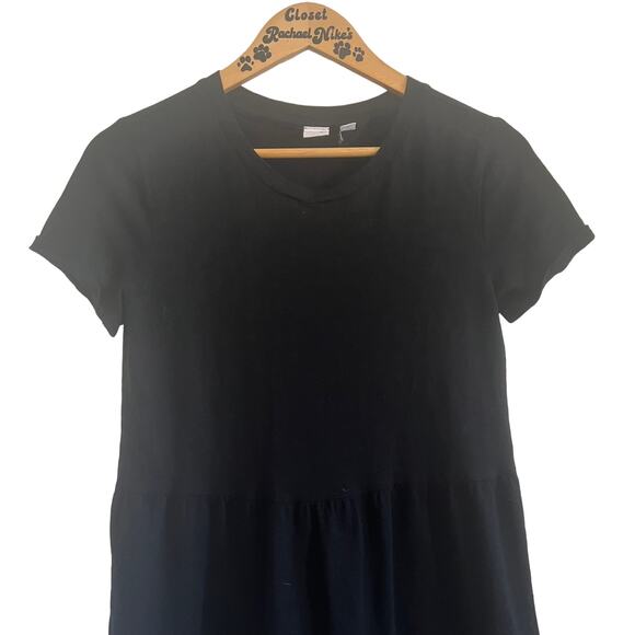 Gap Black T-shirt Baby Doll Ruffled Boho Chic Dress x Small - Picture 4 of 5